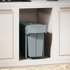 Utdragbar soptunna för kök, 2 avtagbara hinkar, 30 l, metall