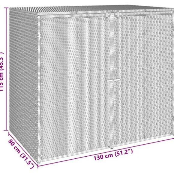 Utomhus soptunna - vidaXL - Grå - UV-beständig polyeten - 130x80x115 cm - Rattanh design