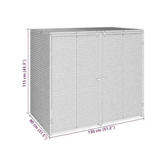 Utomhus soptunna - vidaXL - Grå - UV-beständig polyeten - 130x80x115 cm - Rattanh design