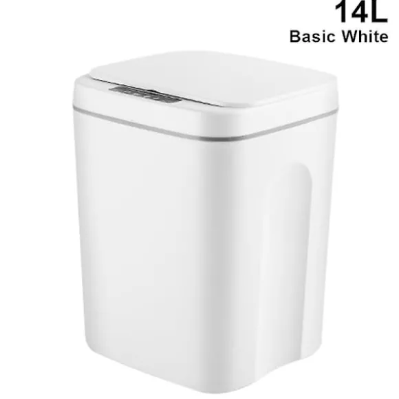 uu/Smart Induktionsstyrd Touch-Soptunna, Självförslutande Självbytande Sopsäck, Automatisk Locköppning för BasWhite 14L