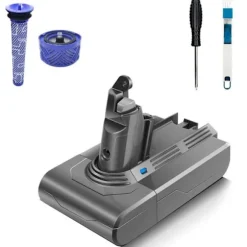 21,6V 4000mAh batteri för Dyson V6 dammsugare med förfilter och efterfilter samt borste och skruvmejsel