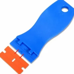 Verre Grattoir avec 10 raclettes de en plastique, pour enlever les étiquettes, a colle, la peintureAutocollants et décalcomanies 10*3,9cm 11st Bleu