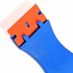 Verre Grattoir avec 10 raclettes de en plastique, pour enlever les étiquettes, a colle, la peintureAutocollants et décalcomanies 10*3,9cm 11st Bleu