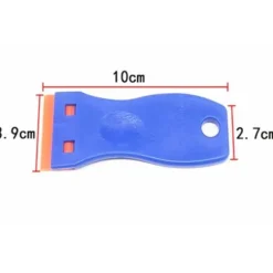 Verre Grattoir avec 10 raclettes de en plastique, pour enlever les étiquettes, a colle, la peintureAutocollants et décalcomanies 10*3,9cm 11st Bleu