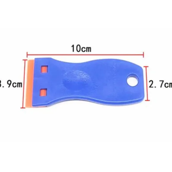 Verre Grattoir avec 10 raclettes de en plastique, pour enlever les étiquettes, a colle, la peintureAutocollants et décalcomanies 10*3,9cm 11st Bleu