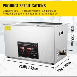 VEVOR Ultrasonic Rengörare, 30L Kapacitet, Hög Ultraljudseffekt, Digital Kontroll,30L