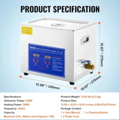 VEVOR Ultrasonic Rengörare, Hög Ultraljudseffekt, Stora Kapacitetsalternativ,10L