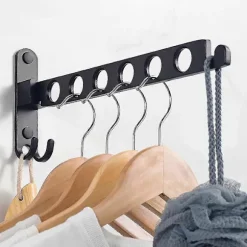 Väggmonterad Klädställning, Väggmonterad Hängare Torkställning, 90° Roterande Väggmonterad Fällbar Klädställning, För Balkong, Badrum, Hotell (svart, 1) | Fyndiq