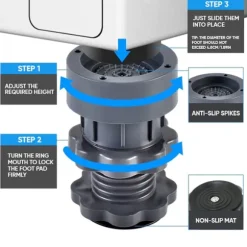 Vibrationsdämpande tvättmaskin 4 st justerbara