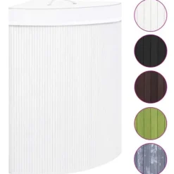 vidaXL Hörntvättkorg Bambu Vit 60 L Vit white
