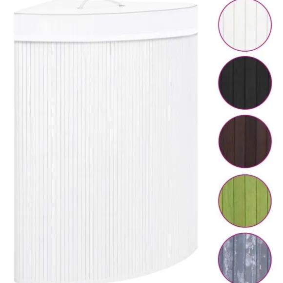 vidaXL Hörntvättkorg Bambu Vit 60 L Vit white