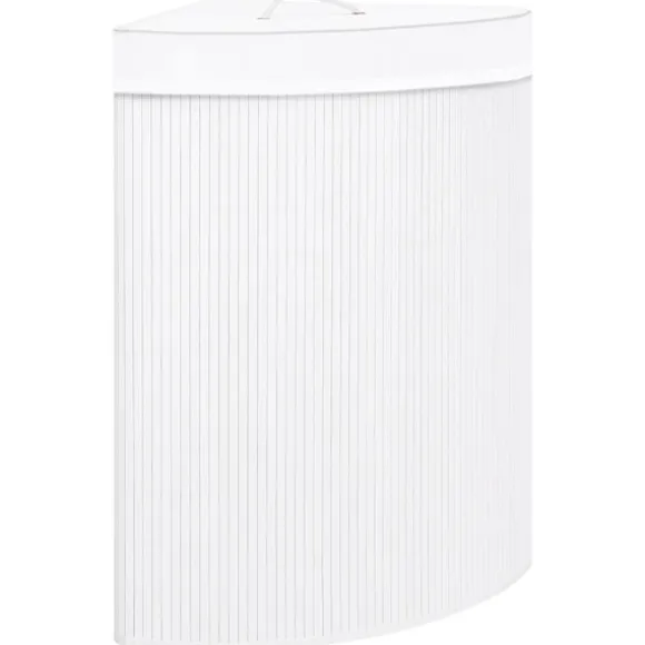 vidaXL Hörntvättkorg Bambu Vit 60 L Vit white