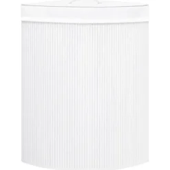 vidaXL Hörntvättkorg Bambu Vit 60 L Vit white
