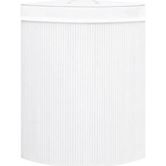 vidaXL Hörntvättkorg Bambu Vit 60 L Vit white