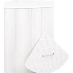 vidaXL Hörntvättkorg Bambu Vit 60 L Vit white