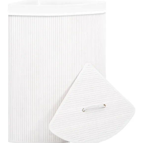 vidaXL Hörntvättkorg Bambu Vit 60 L Vit white