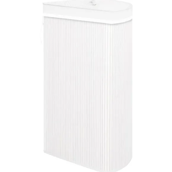 vidaXL Hörntvättkorg Bambu Vit 60 L Vit white