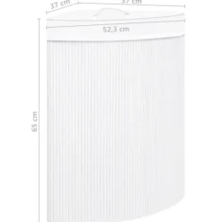vidaXL Hörntvättkorg Bambu Vit 60 L Vit white