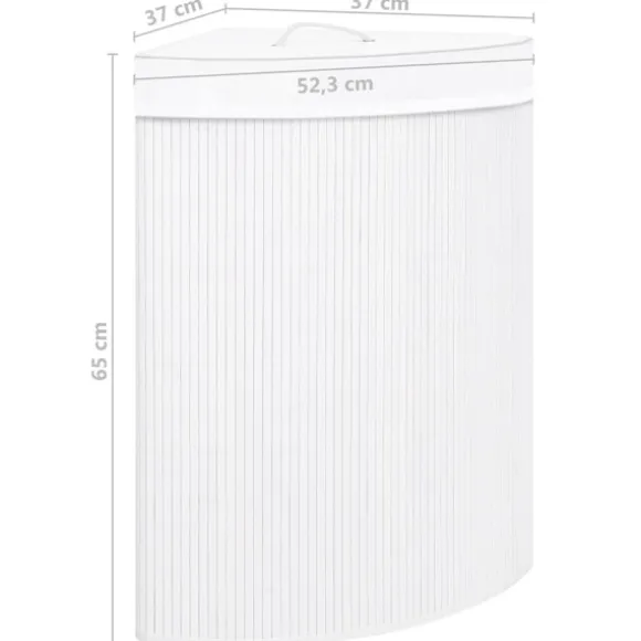 vidaXL Hörntvättkorg Bambu Vit 60 L Vit white