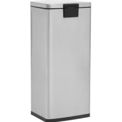 vidaXL Soptunna med pedal anti-fingeravtryck 30L silver rostfritt stål Silver