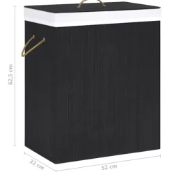 vidaXL Tvättkorg bambu med 2 sektioner svart 100 L Svart