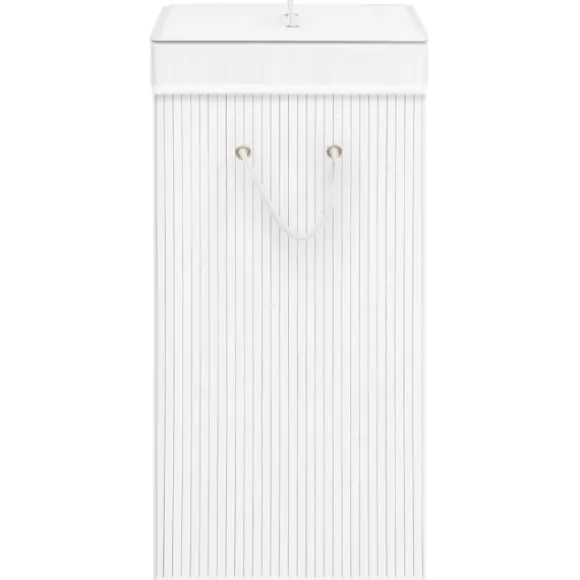 vidaXL Tvättkorg bambu med 1 sektion vit Vit