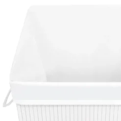 vidaXL Tvättkorg bambu med 1 sektion vit Vit