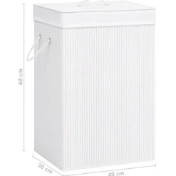 vidaXL Tvättkorg bambu med 1 sektion vit Vit