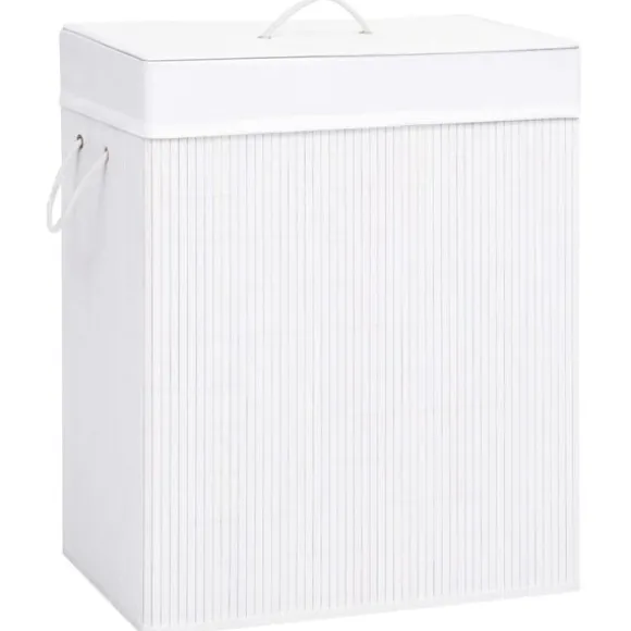 vidaXL Tvättkorg bambu med 2 sektioner vit 100 L Vit