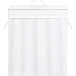 vidaXL Tvättkorg bambu med 2 sektioner vit 100 L Vit