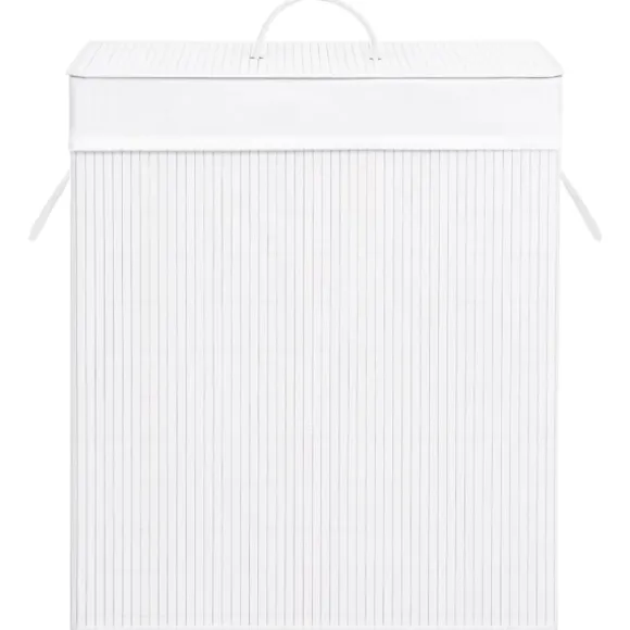 vidaXL Tvättkorg bambu med 2 sektioner vit 100 L Vit