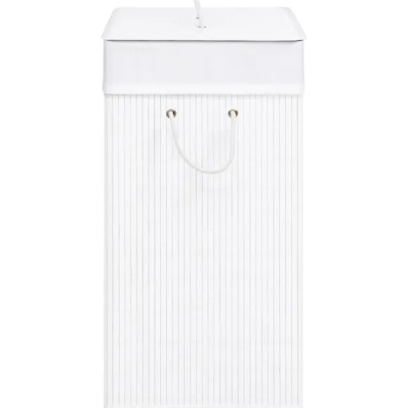 vidaXL Tvättkorg bambu med 2 sektioner vit 100 L Vit