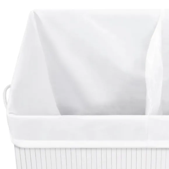 vidaXL Tvättkorg bambu med 2 sektioner vit 100 L Vit