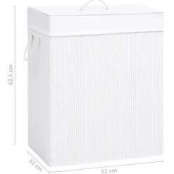 vidaXL Tvättkorg bambu med 2 sektioner vit 100 L Vit