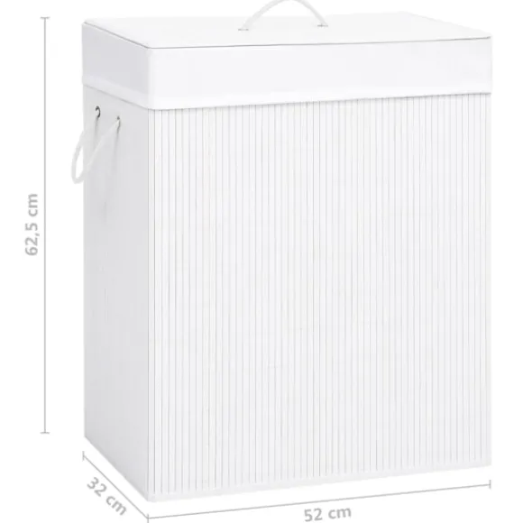 vidaXL Tvättkorg bambu med 2 sektioner vit 100 L Vit