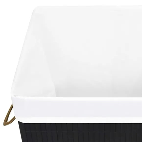 vidaXL Tvättkorg bambu med 1 sektion svart Svart