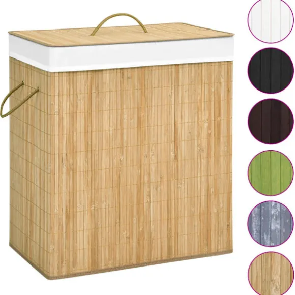 vidaXL Tvättkorg bambu med 2 sektioner 100 L Brun