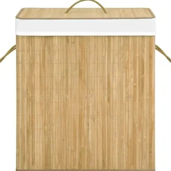 vidaXL Tvättkorg bambu med 2 sektioner 100 L Brun