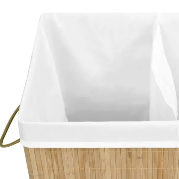 vidaXL Tvättkorg bambu med 2 sektioner 100 L Brun