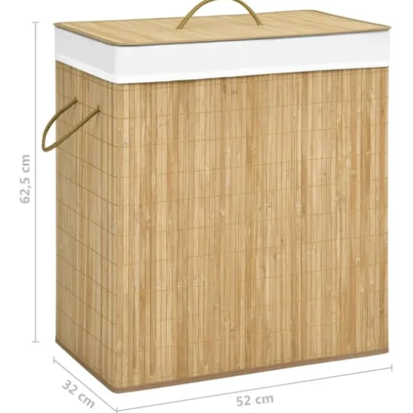 vidaXL Tvättkorg bambu med 2 sektioner 100 L Brun