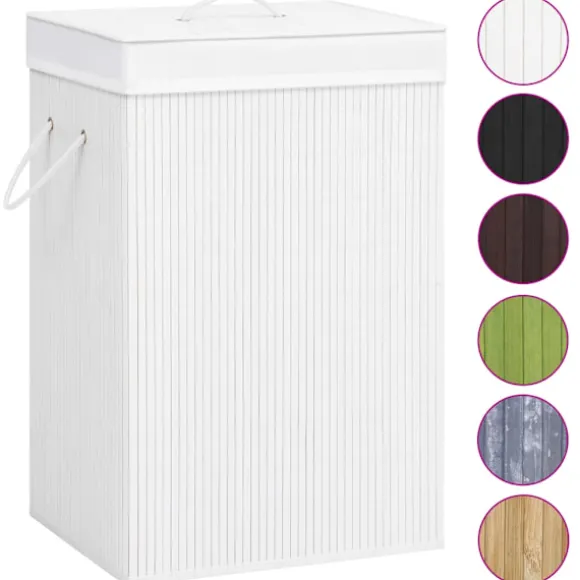vidaXL Tvättkorg bambu med 2 sektioner vit 72 L Vit