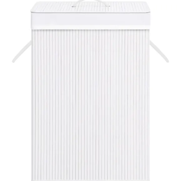 vidaXL Tvättkorg bambu med 2 sektioner vit 72 L Vit