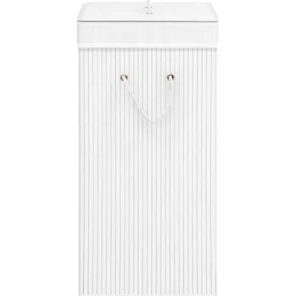vidaXL Tvättkorg bambu med 2 sektioner vit 72 L Vit