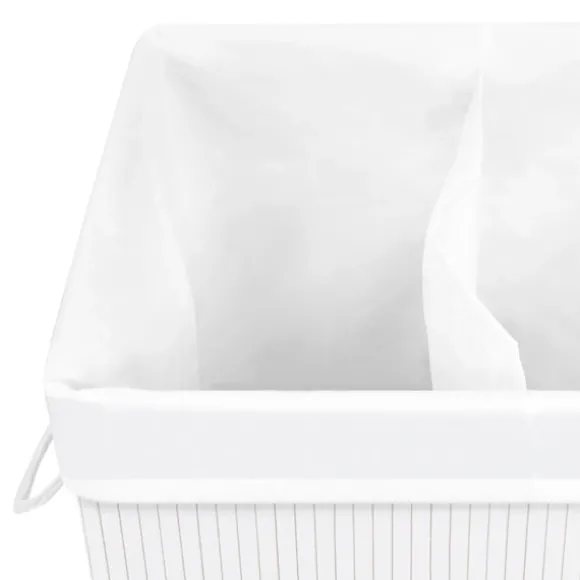 vidaXL Tvättkorg bambu med 2 sektioner vit 72 L Vit