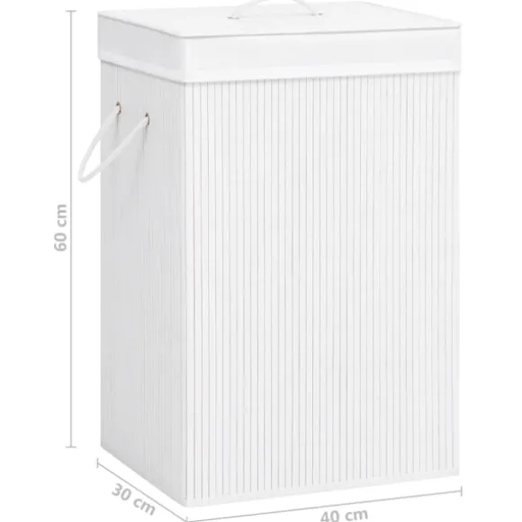 vidaXL Tvättkorg bambu med 2 sektioner vit 72 L Vit