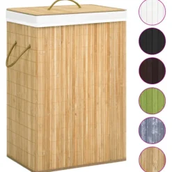 vidaXL Tvättkorg bambu med 2 sektioner 72 L Brun