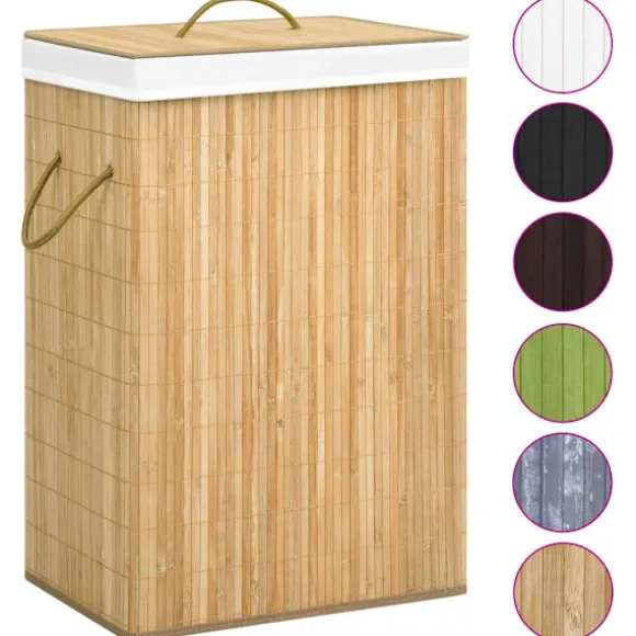 vidaXL Tvättkorg bambu med 2 sektioner 72 L Brun