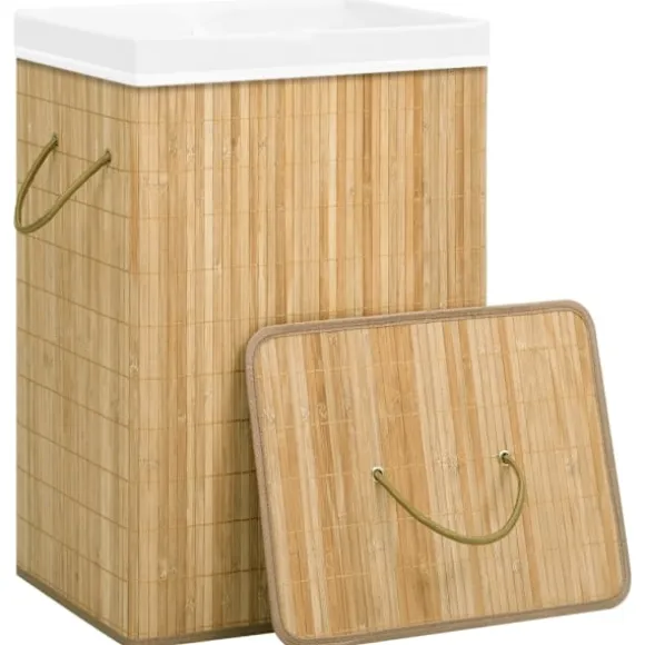 vidaXL Tvättkorg bambu med 2 sektioner 72 L Brun