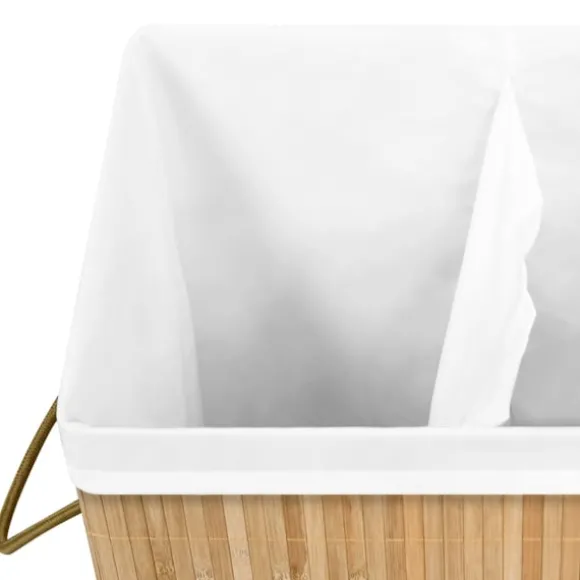vidaXL Tvättkorg bambu med 2 sektioner 72 L Brun