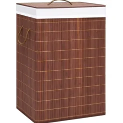vidaXL Tvättkorg bambu med 2 sektioner brun 72 L Brun